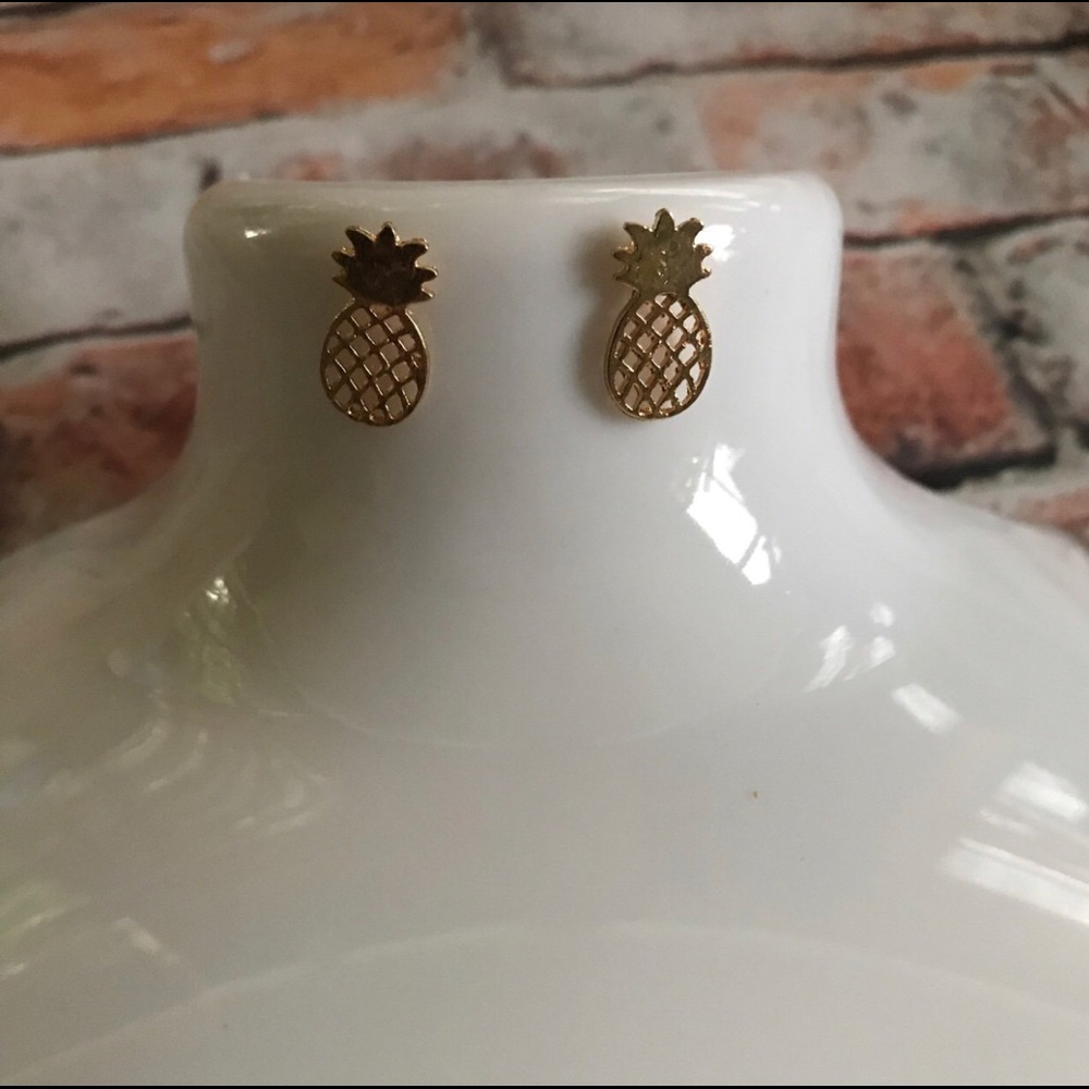 Gold Pineapple Stud Earrings
